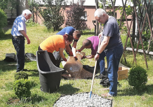 Mężczyżni pracują w ogrodzie